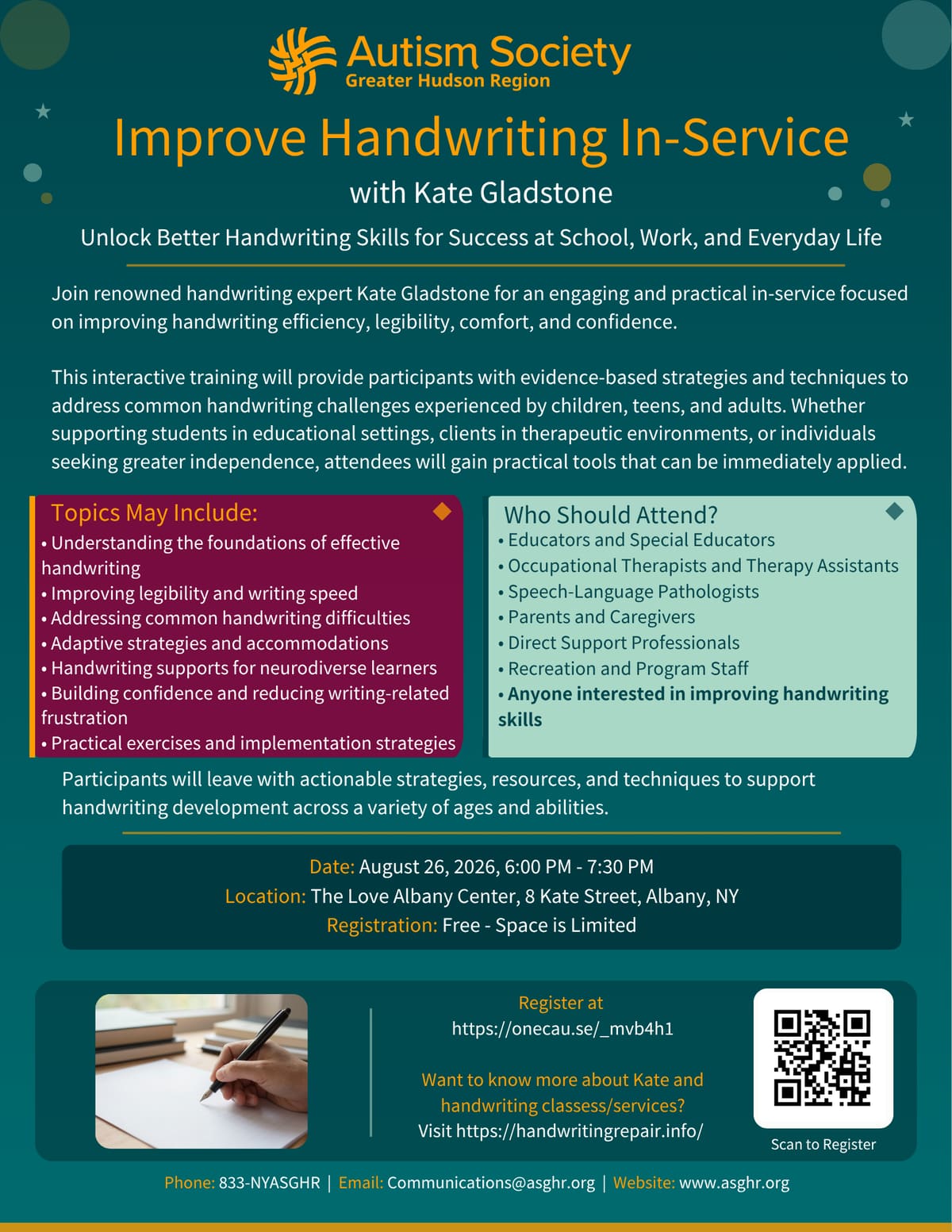 Handwriting event flyer 8-26-2026